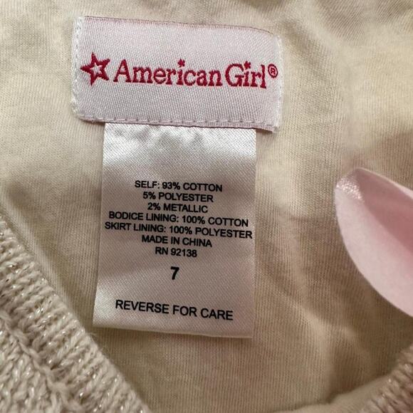 American Girl Vintage Little Girls Cotton Dress With Pink Detail Size 7 - Picture 4 of 4